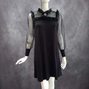 NWT Whimsigoth polka dot mesh sweater babydoll dress, black, size S